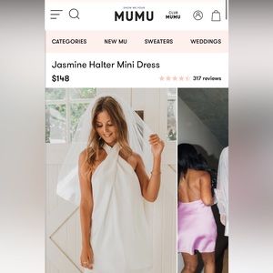 Showmeyourmumu Bridal Mini Dress - Jasmine Halter Mini Dress Size Small